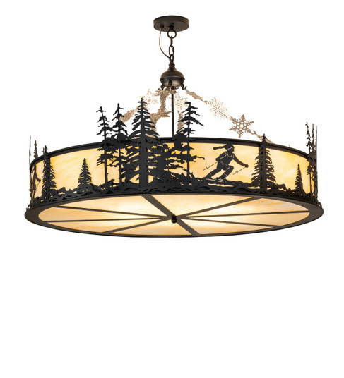 Alpine Eight Light Pendant in Black Satin Wrought Iron (57|288571)