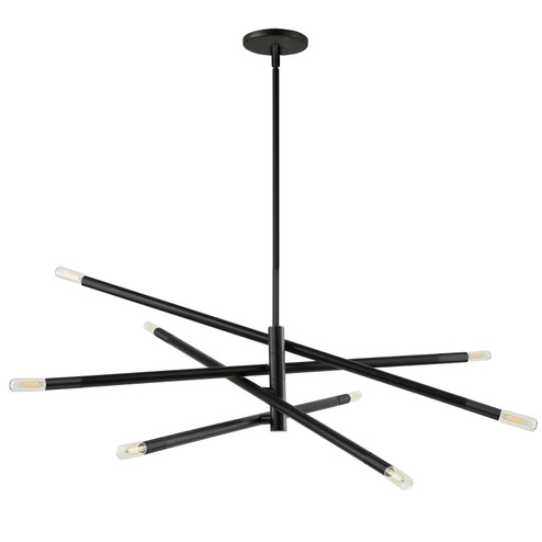 Wand Eight Light Pendant in Black (216|WAN548PMB)