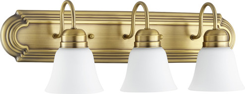 Three Light Vanity in Aged Brass w/ Satin Opal (19|5094380)