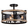 Kodiak Three Light Semi-Flush Mount in Black/Burnished Teak (63|C0263)