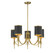 Quincy Five Light Chandelier in Matte Black with Warm Brass (51|199455143)