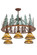 Nuevo Mission Five Light Chandelier in Rust/Green Trees (57|180201)