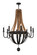 Barrel Stave Eight Light Chandelier in Wrought Iron & Natural Wood (57|152768)