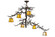 Pine Branch Six Light Chandelier in Black Metal,Custom (57|145308)