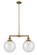 Franklin Restoration Two Light Island Pendant in Brushed Brass (405|209BBG20410)