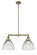 Franklin Restoration Two Light Island Pendant in Antique Brass (405|209ABG222)