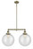 Franklin Restoration Two Light Island Pendant in Antique Brass (405|209ABG20412)
