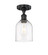 Edison One Light Semi-Flush Mount in Matte Black (405|6161FBKG5586CL)