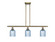 Ballston Three Light Island Pendant in Antique Brass (405|5163IABG5595BL) Ballston Three Light Island Pendant in Antique Brass (405|5163IABG5595BL)