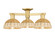 Arcadia Three Light Semi-Flush Mount in Satin Gold (405|7163FSGNBD275NAT)