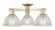 Arcadia Three Light Semi-Flush Mount in Antique Brass (405|7163FABG422)