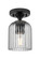 Downtown Urban One Light Flush Mount in Matte Black (405|4341FBKG5595SM)