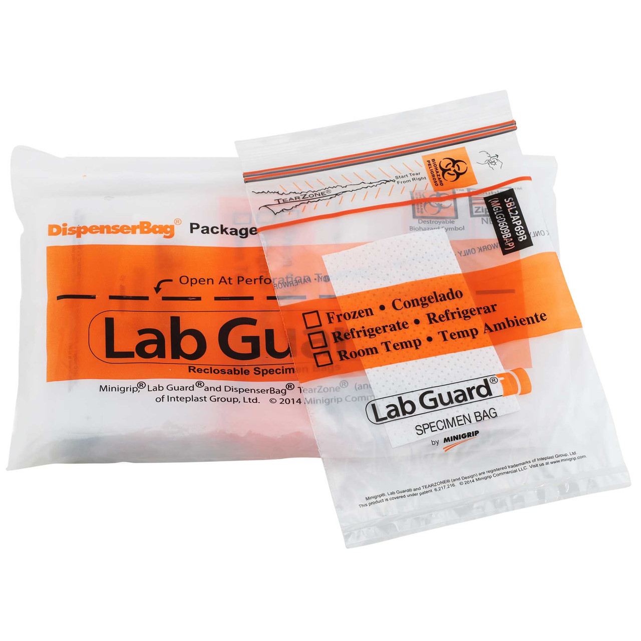 LAB GUARD® Specimen Transport Biohazard Bag w/Absorbent 6x9" 1000/CS