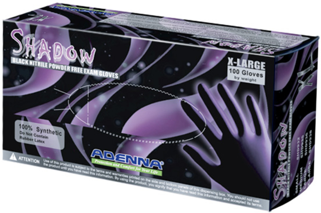 Adenna Black Nitrile Powder-Free Shadow Exam Gloves 1000/Case