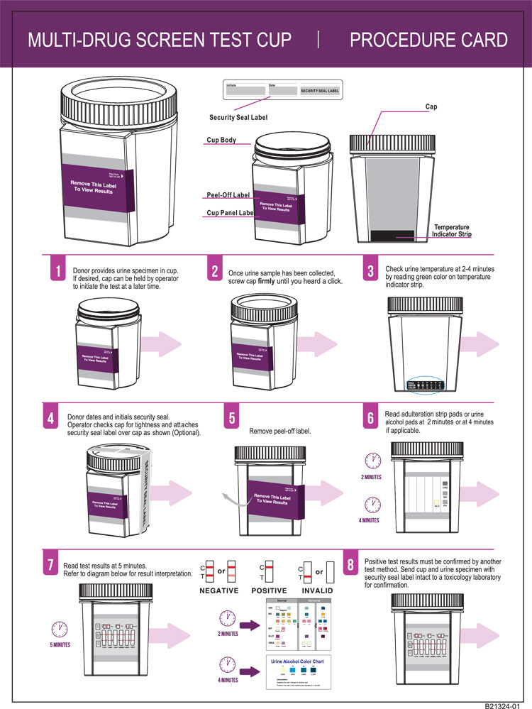 10 Panel Flat Front Multi-Drug Screen Test Cup  CLIA Waived 25/Box