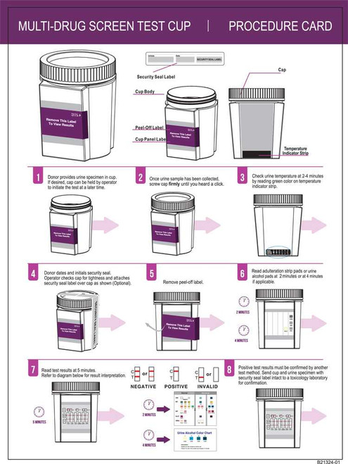 5 Panel + Adulterants Flat Front Multi-Drug Screen Test Cup CLIA Waived 25/Box