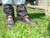 Oil skin boot guards standing on lawn
