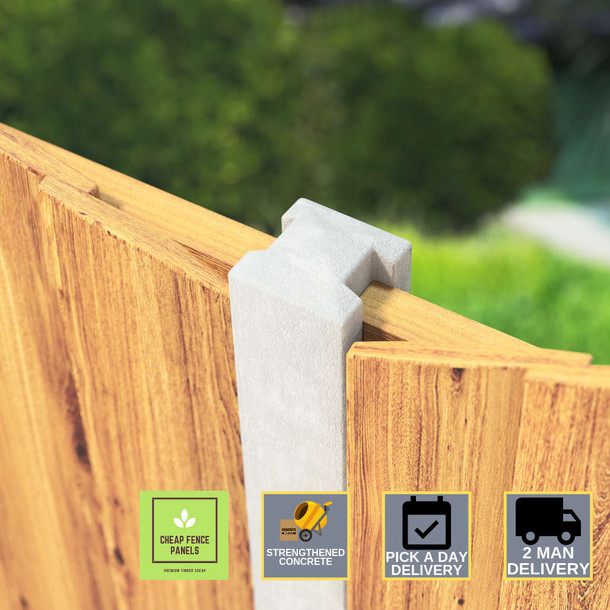 6ft Concrete Slotted Fence Post  in a garden 6ft Concrete Slotted Fence Post  in a garden