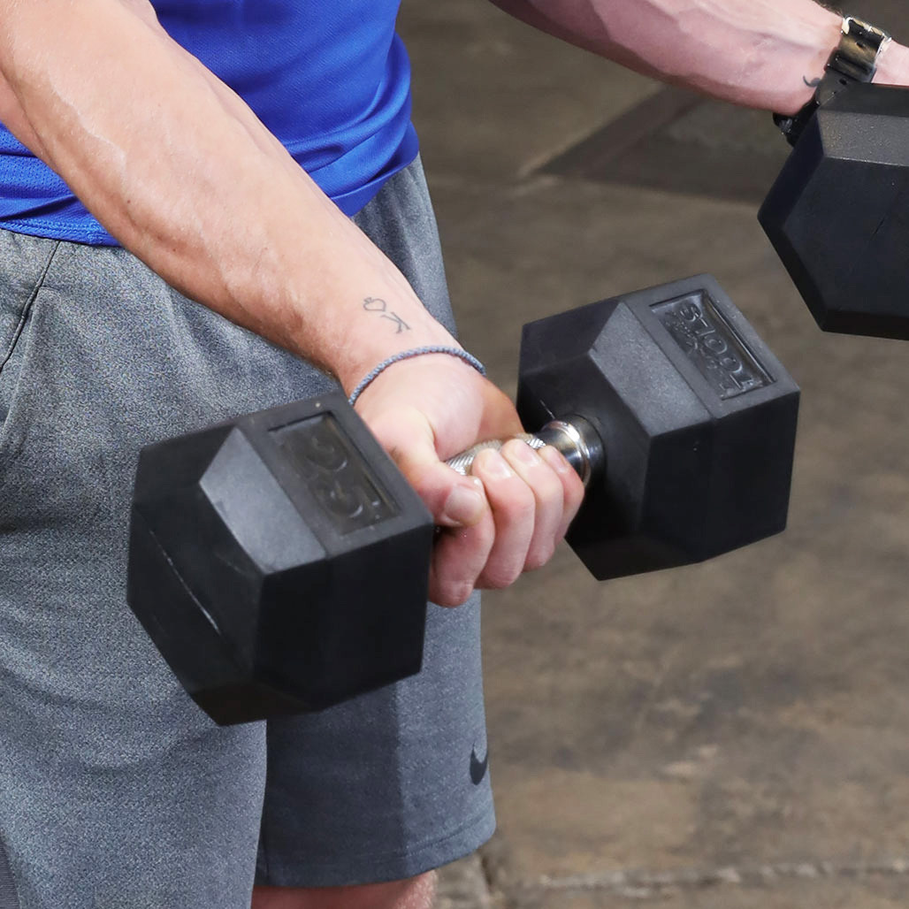 Body-Solid Tools Rubber Coat Iron Hex Dumbbells SDR