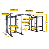 Pro ClubLine Double SPR1000 Power Racks, Rear Extensions, Monkey Bars