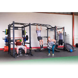 Pro ClubLine Double SPR1000 Power Racks, Rear Extensions, Monkey Bars