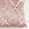 Large Crush Velvet Cushions or Covers Diamante Chesterfield Light Pink closer view