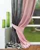 Velvet Ring Top Plush Velvet Eyelet Curtains 2 tone Blush Pink grey tie backs view