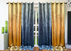 Curtains Ring Top Eyelet Ready Made Fully Lined Velour ITALY Plush Velvet 2 tone MUSTARD YELLOW/grey