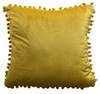 Cushion Cover or Cushion POM POM Plain Holland Plush Velvet 17" x 17" MUSTARD YELLOW