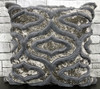 Cushion cover or cushions filled crush velvet faux fur embroidery 17x17" SILVER