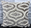 Cushion cover or cushions filled crush velvet faux fur embroidery 17x17" BEIGE