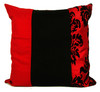 Set of 4 Large Cushion Covers Flocked Damask Cushion Covers 3 Tone Damask 21"x21" RED BLACK