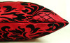 Set of 4 Large Cushion Covers Flocked Damask Cushion Covers 3 Tone Damask 21"x21" RED BLACK side view
