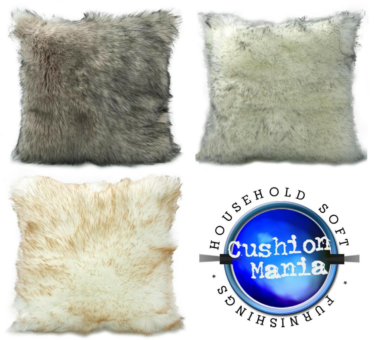 Thick Pile Shaggy faux fur cushions or covers 17"x17"