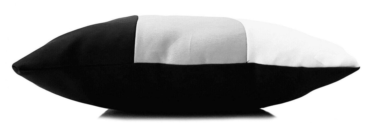Large Set Of 4 FILLED Cushions and Covers 3 Tone Black Grey White side view
