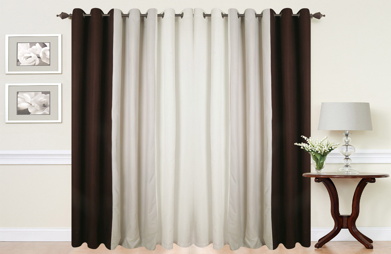 Eyelet curtains Ring Top Fully Lined Curtains 3 Tone Brown Beige Cream