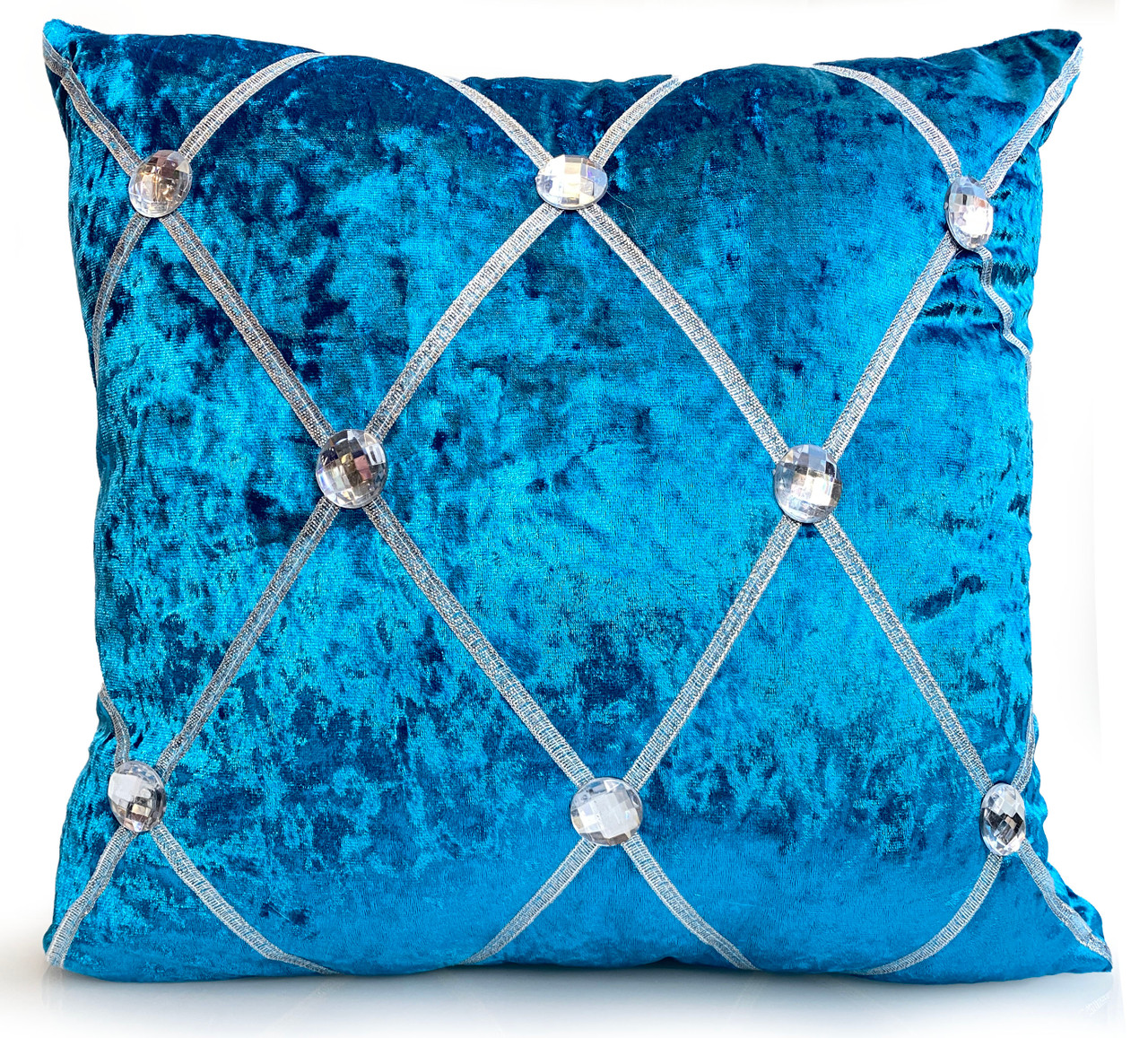 Crush Velvet Chesterfield Teal Blue Cushions