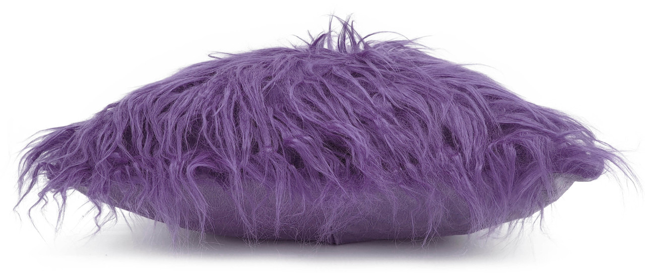 large cushion cover or cushions long Shaggy faux fur cushions 21x21" or 17x17" PURPLE side view