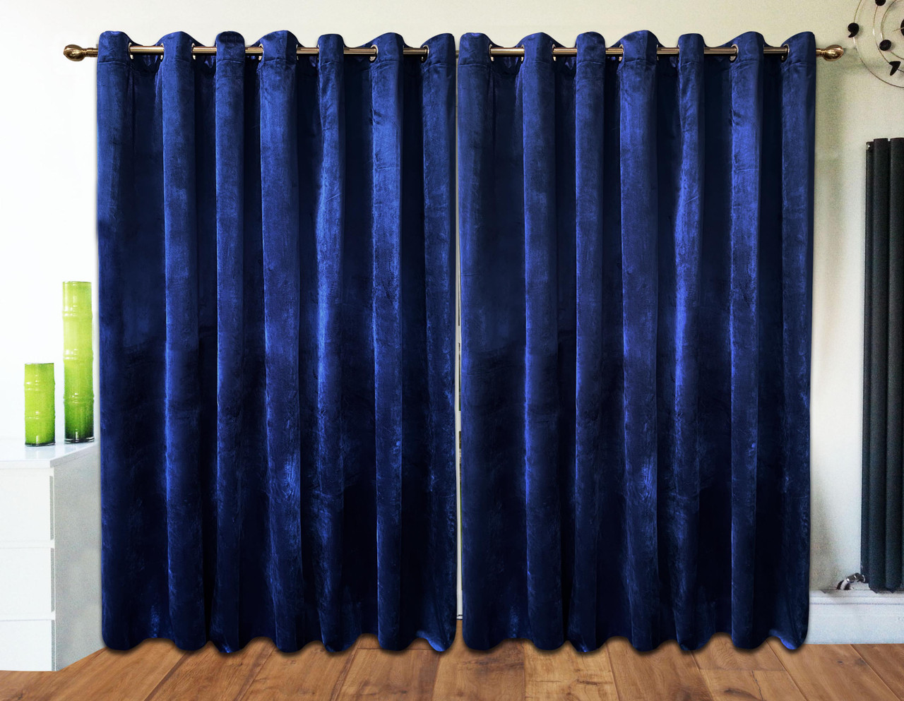 Velvet Eyelet Curtains Ring Top Curtains Italy Plush Velvet Navy Blue
