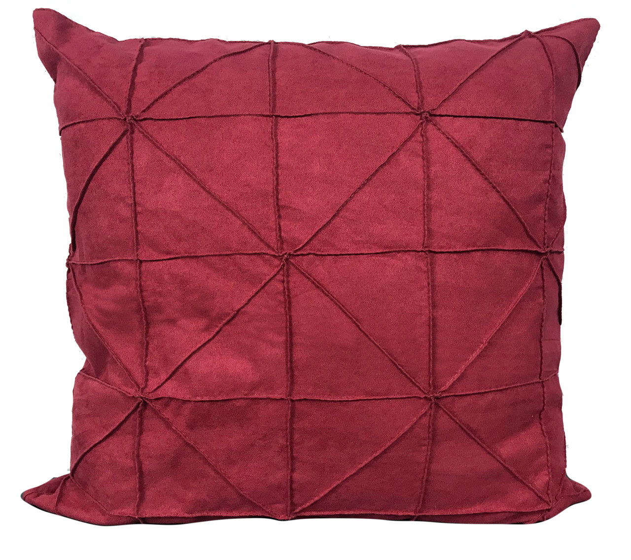 Cushion Cover or Cushion pleat stitched faux suede 17"x17" or 17"x 12" WINE RED