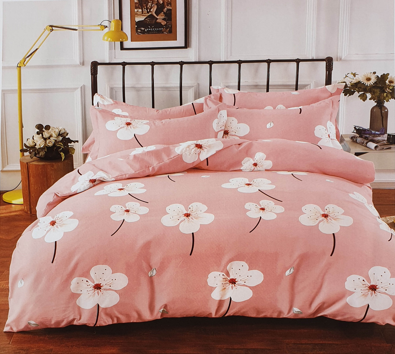 Duvet Cover with Pillow Cases Quilt Cover Bedding Set in Double King size 90 GSM DAISY SOFT PINK