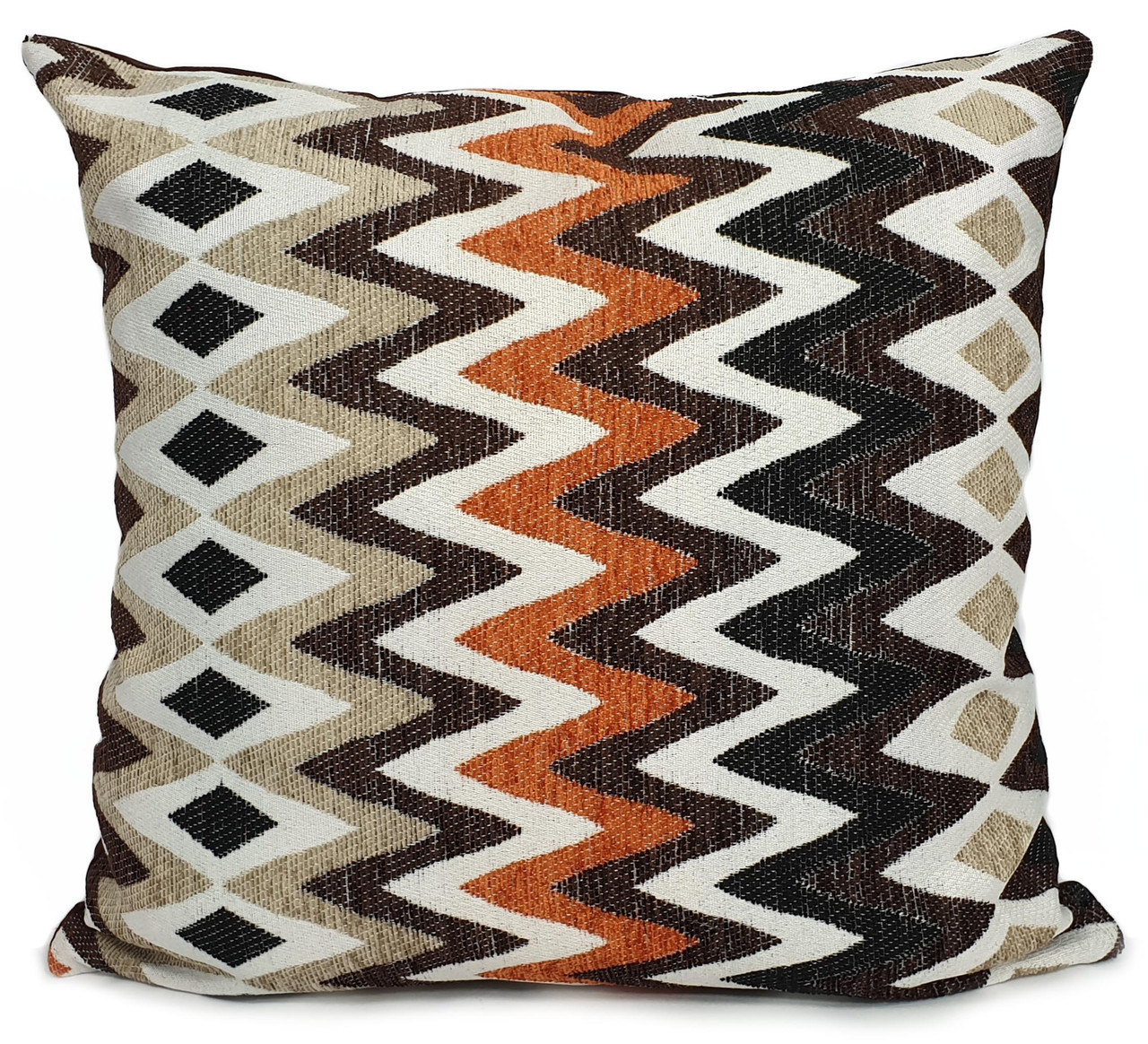 Cushions New Soft Chenille ZIGZAG Scatter Cushions or Covers 17" X "17" ORANGE BROWN