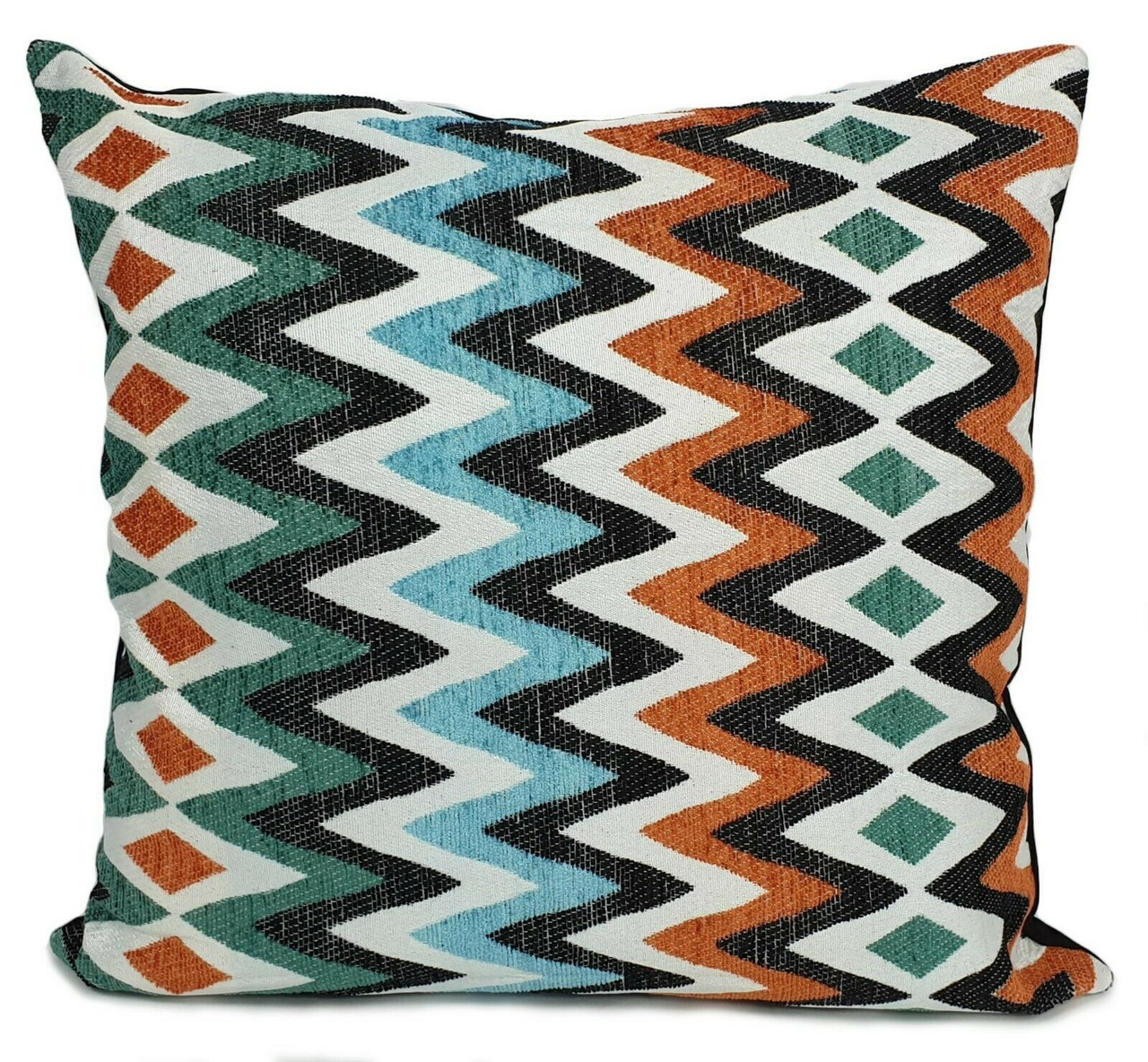 Cushions New Soft Chenille ZIGZAG Scatter Cushions or Covers 17" X "17" ORANGE BLUE