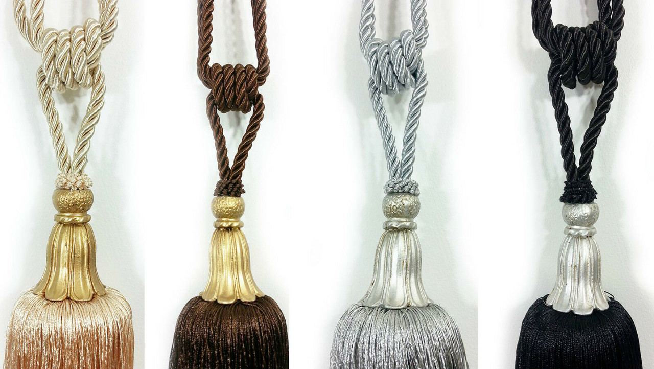 Pair Of Tiebacks Wooden Effect Beautiful Curtain Tiebacks