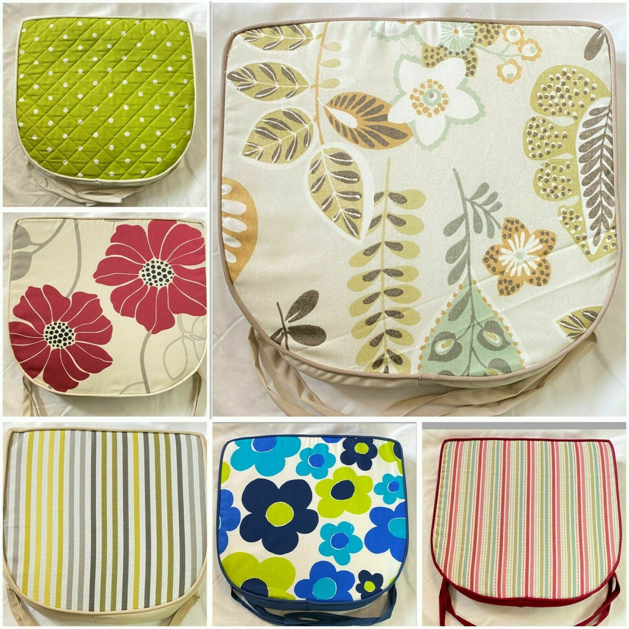 Large Seat Pad Dining Room Garden Outdoor Kitchen Chair Pads Cushions Tie On ZIP