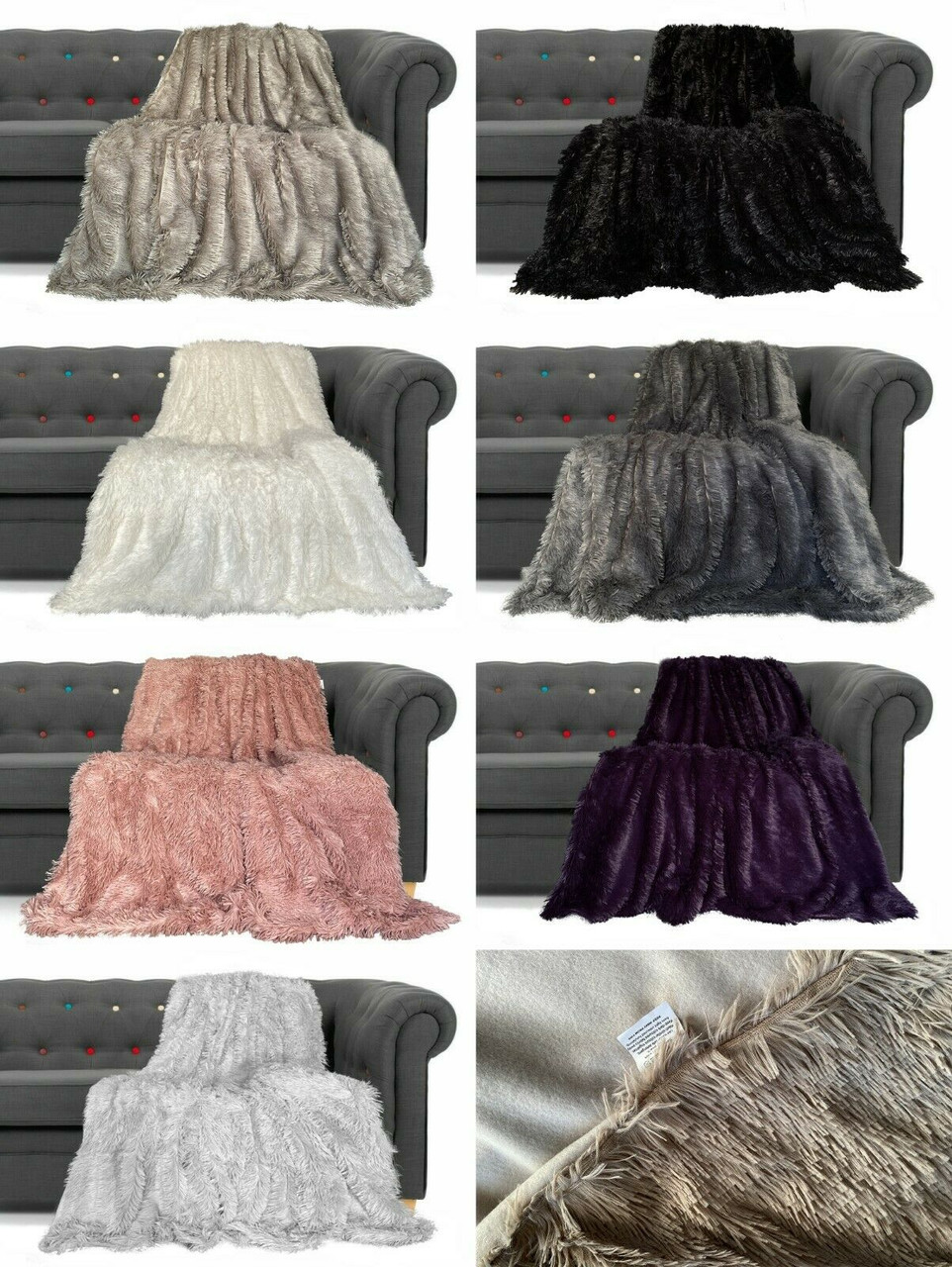 Large Throws Blanket Cuddly  Faux Fur Throw over 150cm x 200cm
