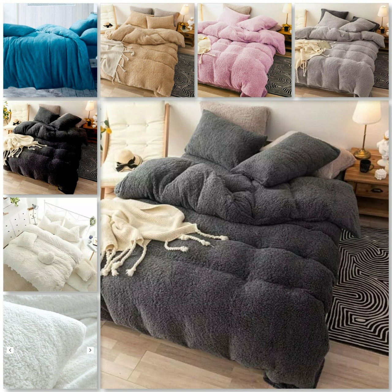 Teddy Fleece Fitted Sheet Duvet Cover Set