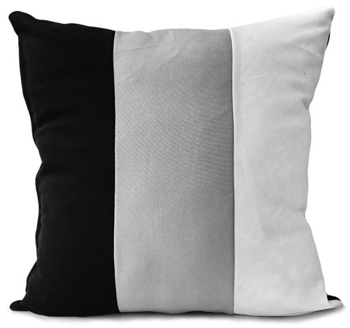 Large Set Of 4 FILLED Cushions and Covers 3 Tone Black Grey White