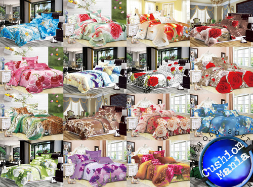 3D printed duvet cover set with matching pillowcases, modern polyester bedding set available in king size and double sizes, stylish bedroom décor for UK homes.