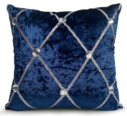 Crush Velvet Chesterfield Navy Blue Cushions